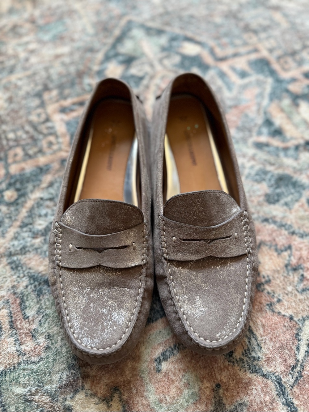 Johnston & Murphy Women's Taupe Suede Penny Loafers